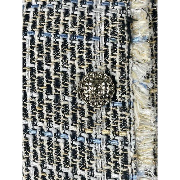 KARL LAGERFELD Size 10 Tweed Pattern LONG Peacoat Jacket Blazer - Picture 12 of 16